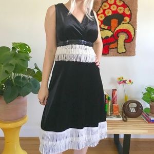 Vintage 90s does 20s velvet flapper mini dress S